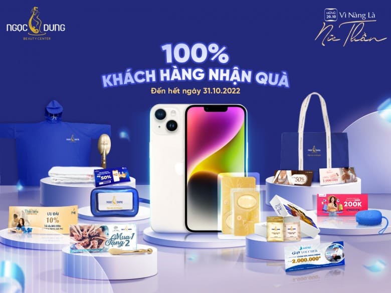 Vẫn còn rất nhiều phần quà cho khách hàng đến làm đẹp tại các chi nhánh của hệ thống TMV Ngọc Dung cho đến hết tháng 10/ 2022