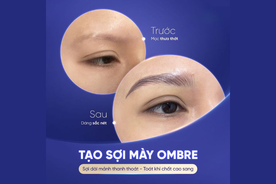 Khách hàng dùng dịch vụ tạo sợi mày ombre