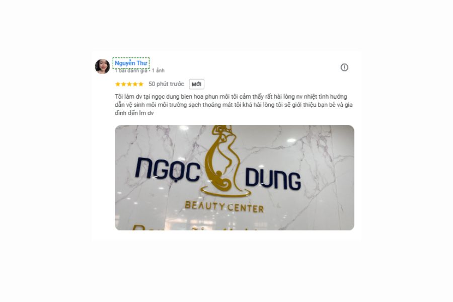 Đánh giá của khách hàng làm phun môi ở TMV Ngọc Dung Biên Hòa