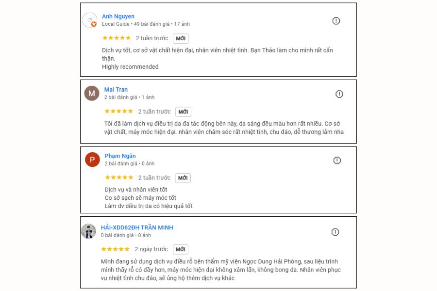 Một số đánh giá về cơ sở vật chất và máy móc của Thẩm mỹ viện Ngọc Dung