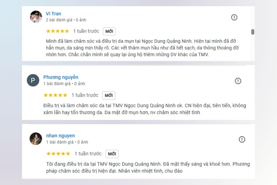 Khách hàng cũng đánh giá cao về công nghệ điều trị da tại Ngọc Dung