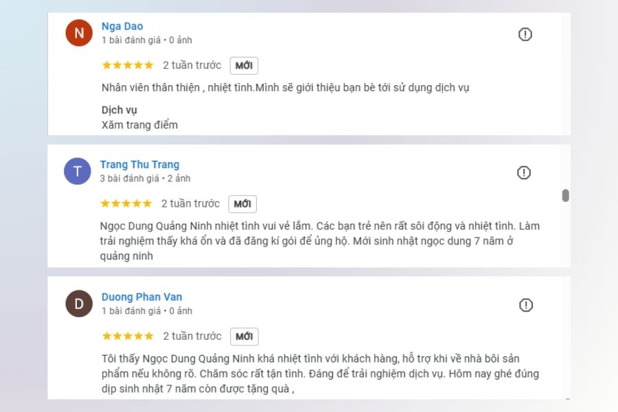 Khách hàng bày tỏ sự quý mến với đội ngũ nhân viên tại Ngọc Dung